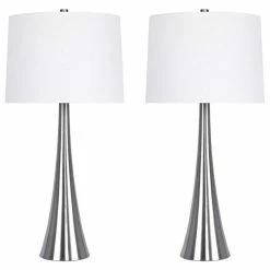 Discount 🎁 LumiSource 29.5" Brushed Nickel Table Lamp Tapered Curve, Set Of 2 🛒