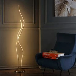 Buy 🧨 JONATHAN Y Cairo 63.75" LED Integrated Floor Lamp, Gold 👍