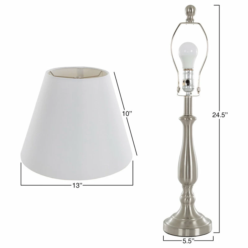 Deals π₯ Table Lamps Set Of 2, Brushed Steel, 2 LED Bulbs Included By Lavish Home π - Image 2