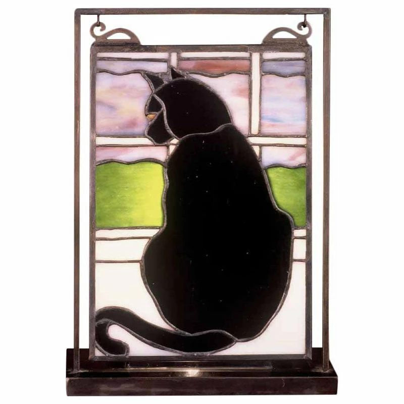 Brand new ๐ Meyda Tiffany 56834 Black Cat Stained Glass / Tiffany Specialty - Tiffany Glass ๐งจ - Image 2
