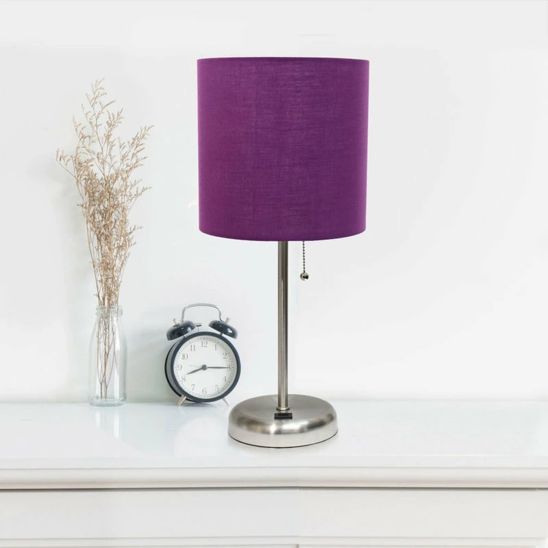 Cheap โค๏ธ All The Rages Inc. Decorative Stick Lamp With USB Charging Port, Purple Fabric Shade - 2 Pack Set ๐งจ - Image 4