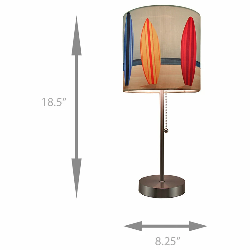 Flash Sale 💯 Zeckos Set Of 2 Stainless Steel Table Lamps W/ Decorative Surfboard Shades ⭐ - Image 4