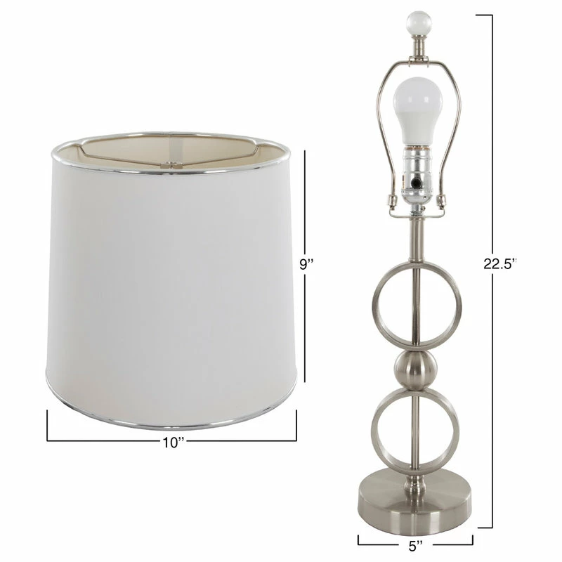Promo β¨ Table Lamps & Floor Set Of 3, Brushed Steel, 3 Bulbs Included By Lavish Home π - Image 2