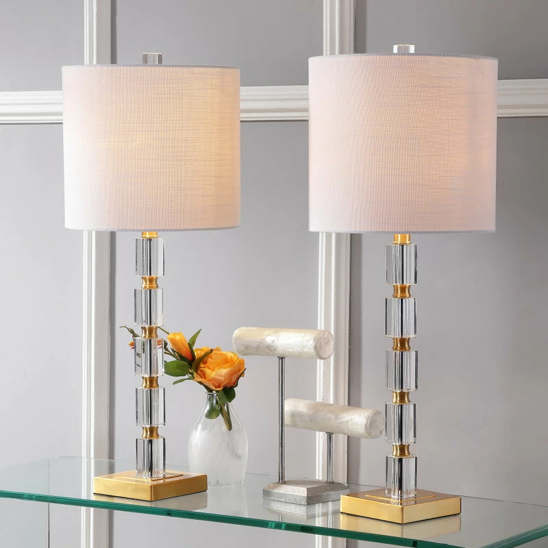 Outlet โค๏ธ JONATHAN Y Claire 28.5" Crystal Table Lamp, Brass, Set Of 2 ๐ - Image 3