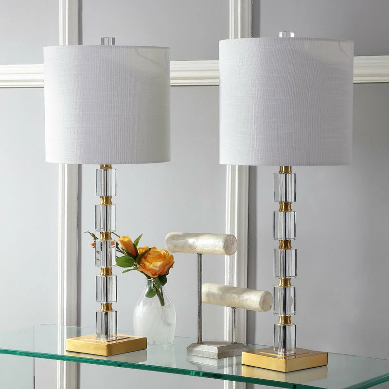 Outlet โค๏ธ JONATHAN Y Claire 28.5" Crystal Table Lamp, Brass, Set Of 2 ๐ - Image 4