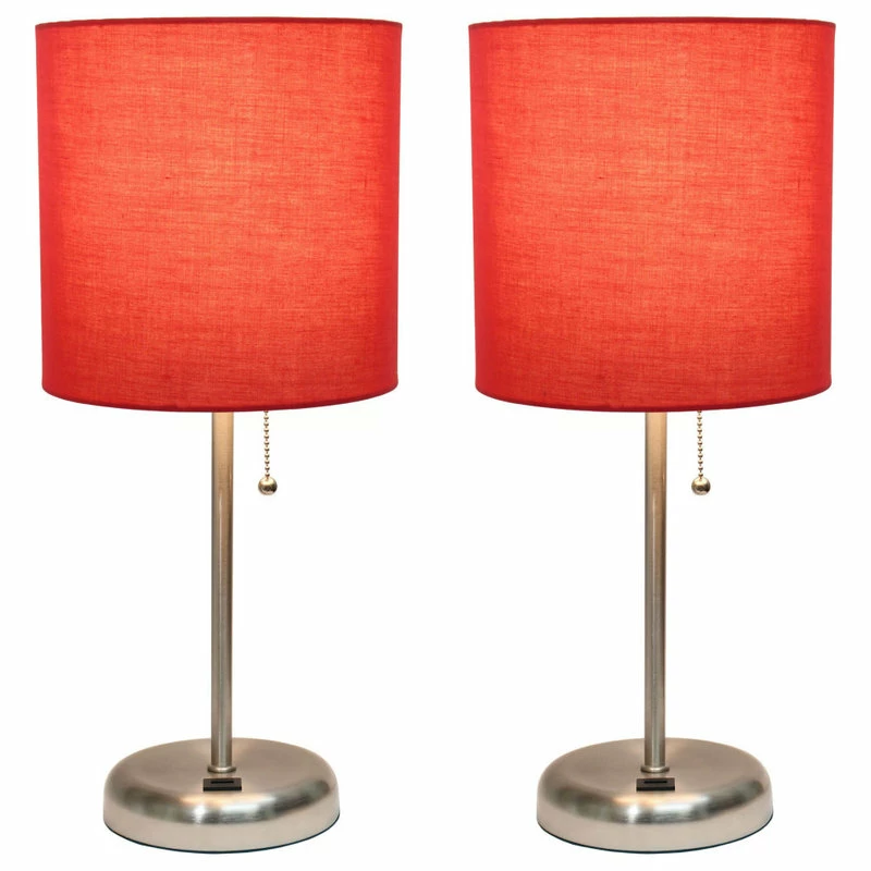 Best reviews of 😍 All The Rages Inc. Decorative Stick Lamp With USB Charging Port, Red Fabric Shade - 2 Pack Set 🤩 - Image 2