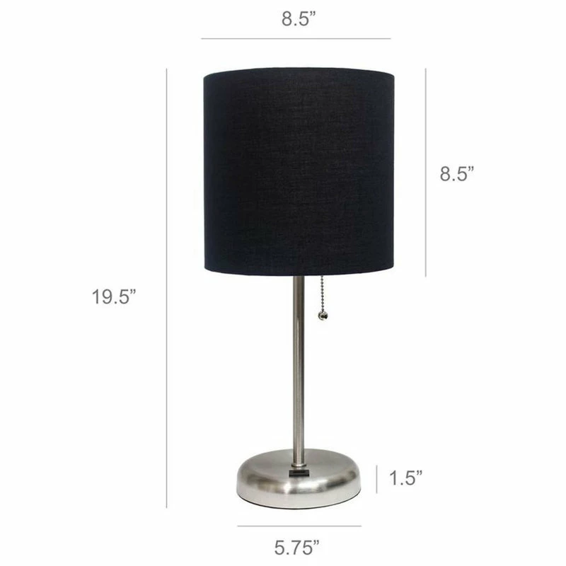 Best reviews of ๐ All The Rages Inc. Stick Lamp With USB Charging Port, Black Fabric Shade, Steel Base - 2 Pack Set ๐ - Image 3