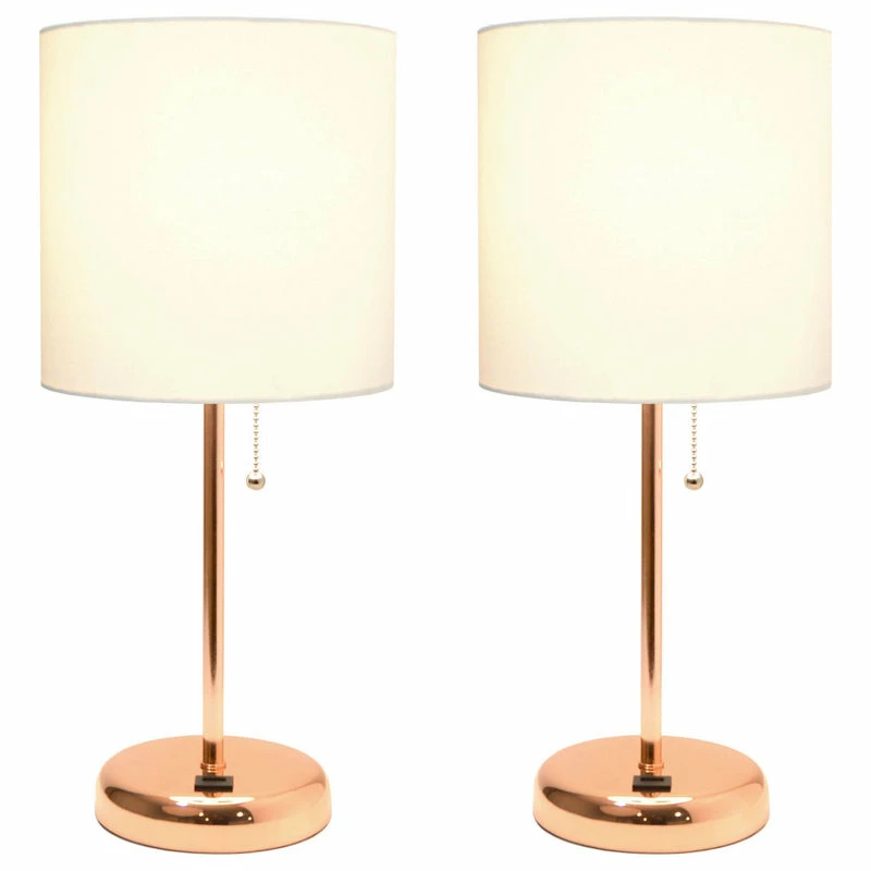 Best reviews of โ๏ธ All The Rages Inc. Stick Lamp With USB Charging Port, White Fabric Shade, Rose Gold Base - 2 Pack โจ - Image 2