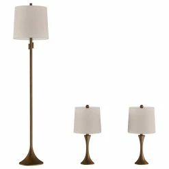 Budget π Lavish Home Set Of 3 Modern Flared Trumpet Lamps, Bronze π