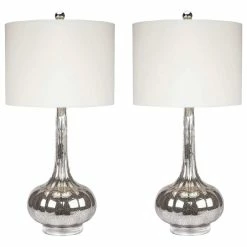 Buy π₯ Abbyson Living Mercury Antiqued Glass Table Lamps, Set Of 2, Silver β¨