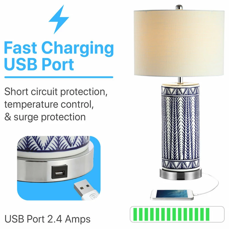 Deals ๐ JONATHAN Y Sulka 27" Ceramic USB Charging LED Table Lamps, Set Of 2, Navy ๐ - Image 7