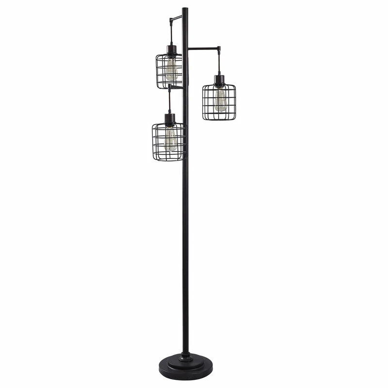 Promo ⭐ StyleCraft 3-Light Comntemporary Black Steel Floor Lamp 🤩