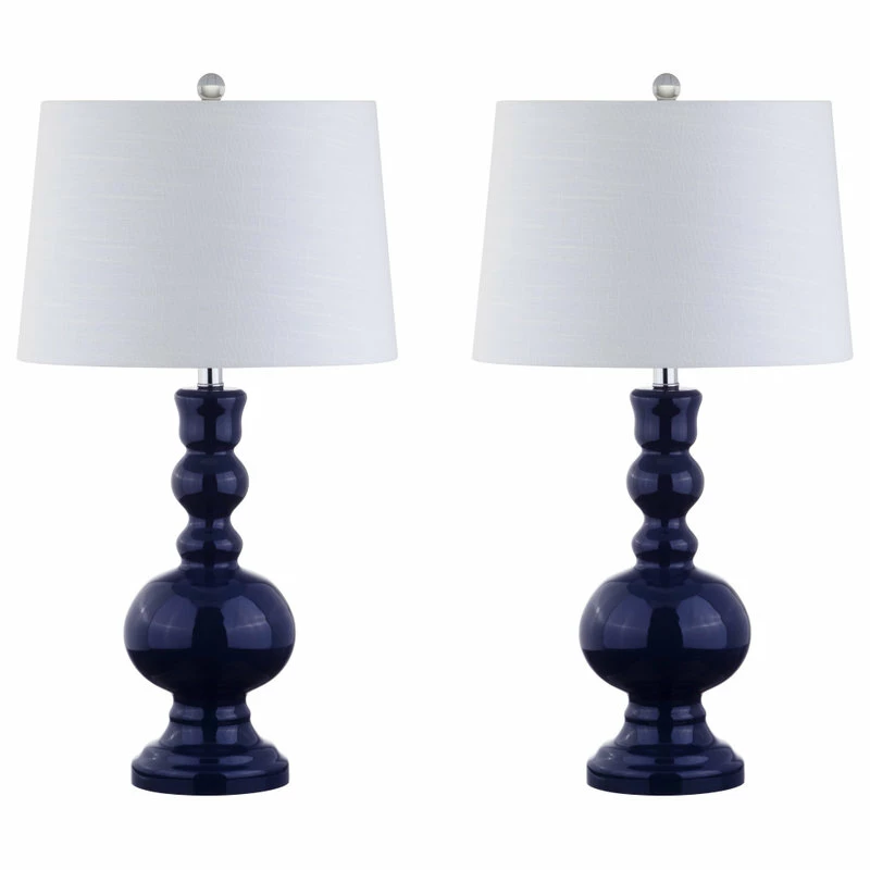 Best deal 🎁 JONATHAN Y Genie 28.5" Glass Table Lamp, Set Of 2, Navy 🌟 - Image 5