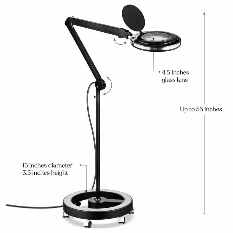 Budget โ Brightech LightView Pro 6 Wheel Rolling Base Magnifying Floor Lamp, Magnifier, 5 Diopter ๐ - Image 2