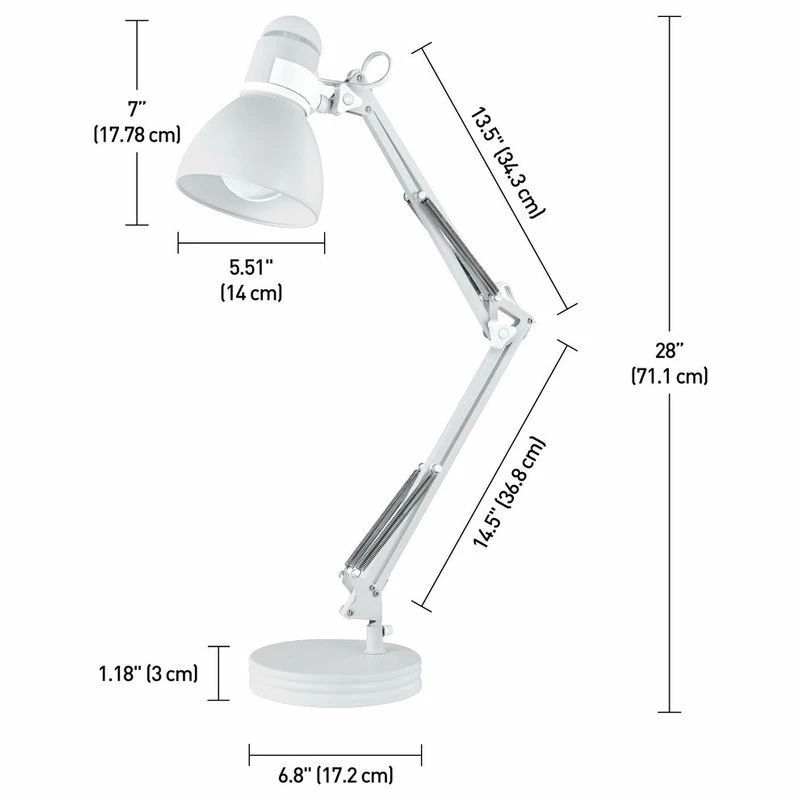 Best Sale โค๏ธ Globe Electric Architect 28" Matte White Swing Arm Desk Lamp ๐ - Image 3