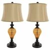 Brand new ✨ Table Lamps Set Of 2, Amber Glass, 2 LED Bulbs Included By Lavish Home 😍