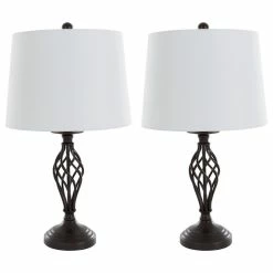 Deals 👍 Lavish Home Spiral Cage Design Table Lamps, LED Bulbs Included, Set Of 2 🥰