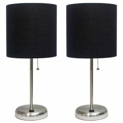 Best reviews of 👏 All The Rages Inc. Stick Lamp With USB Charging Port, Black Fabric Shade, Steel Base - 2 Pack Set 🌟