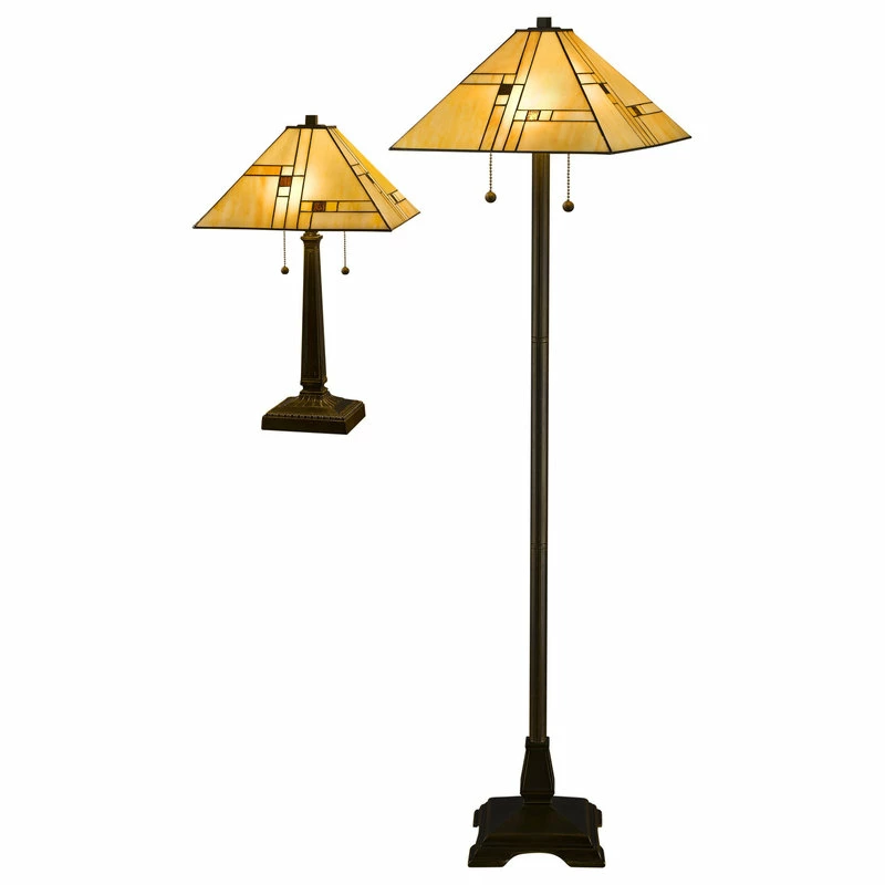Best Sale ๐ Serena D'italia Tiffany 2-Light White Mission Floor And Table Lamp Set ๐ฏ