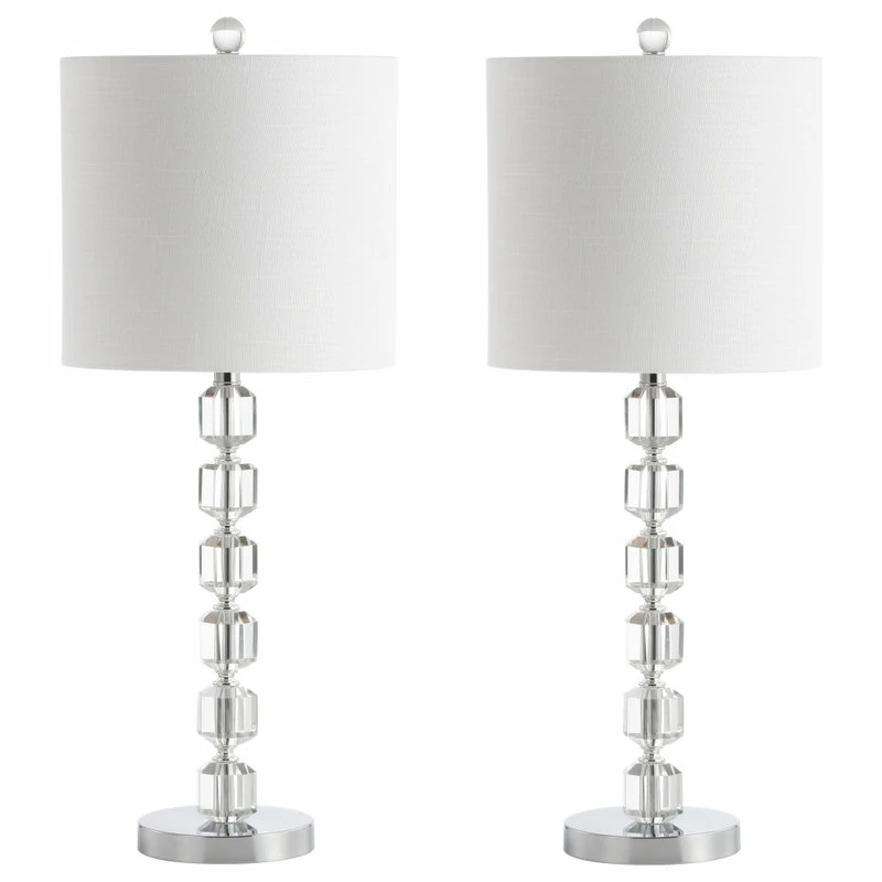 Wholesale 🔔 JONATHAN Y Cary 28" Modern Stacked Crystal And Metal LED Table Lamp, Chrome And Clear 🥰 - Image 5