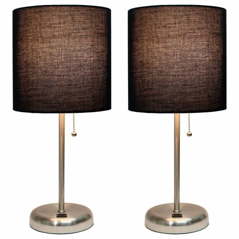 Best reviews of ๐ All The Rages Inc. Stick Lamp With USB Charging Port, Black Fabric Shade, Steel Base - 2 Pack Set ๐ - Image 2