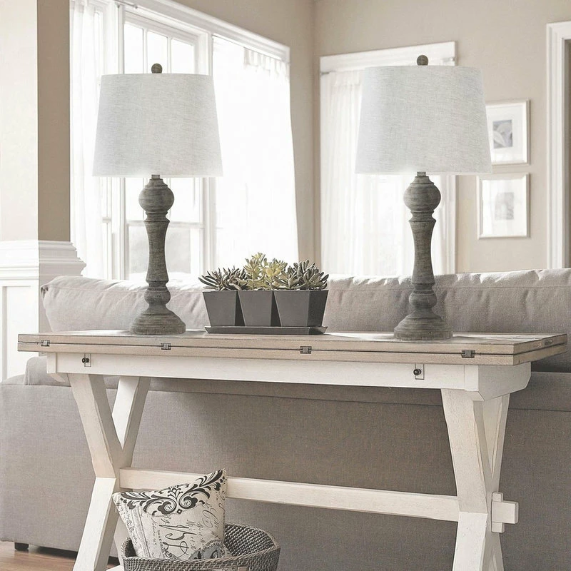 Cheap π LumiSource 32" Reclaimed Gray Table Lamps Linen Shades, Set Of 2 β - Image 5