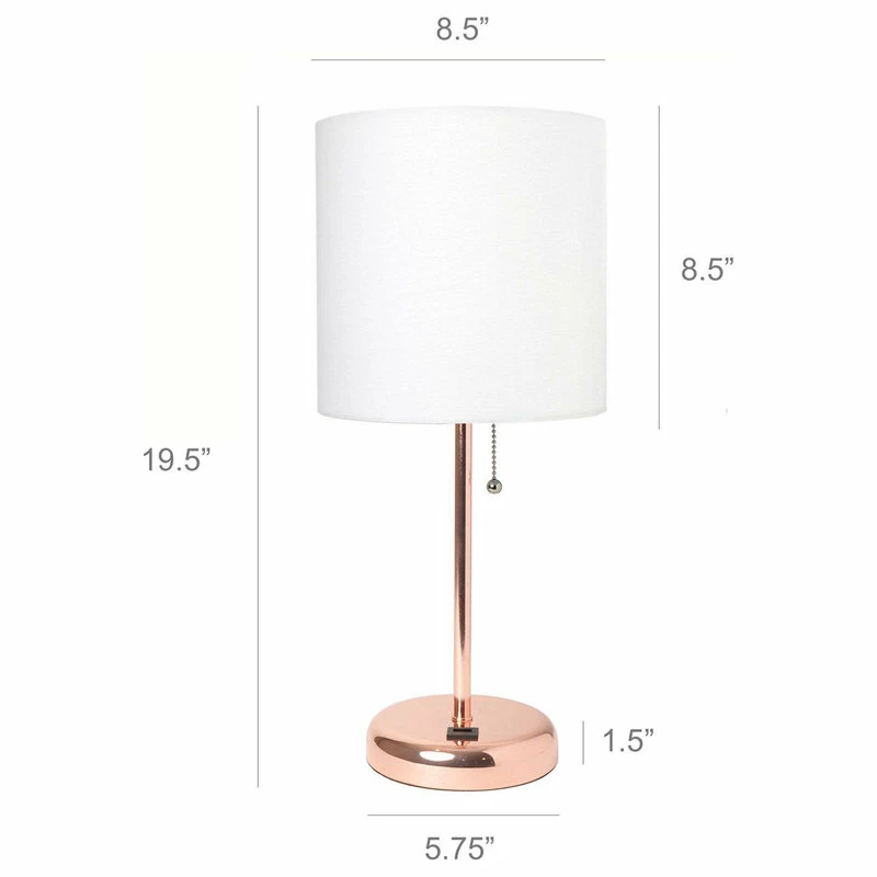 Best reviews of โ๏ธ All The Rages Inc. Stick Lamp With USB Charging Port, White Fabric Shade, Rose Gold Base - 2 Pack โจ - Image 3