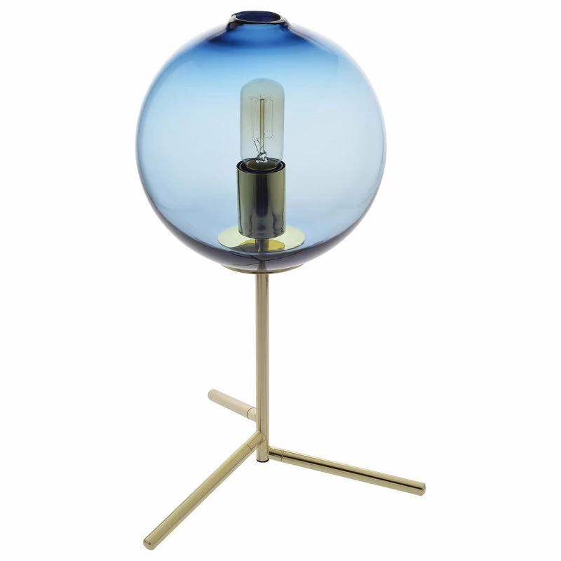Hot Sale โญ Casamotion Golden Metal Hand Blown Glass Table Lamp, Blue ๐