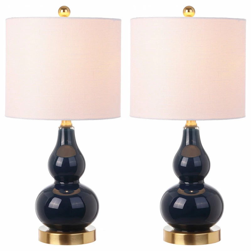 Buy ๐ JONATHAN Y Anya 20.5" Mini Glass Table Lamp, Navy, Set Of 2 ๐