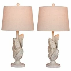 Promo ❤️ Fangio Lighting 27.5" Island Palm Resin Table Lamps, Antique White, Set Of 2 😍