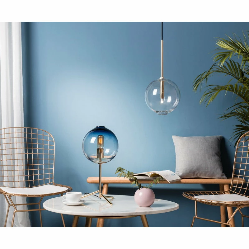 Hot Sale โญ Casamotion Golden Metal Hand Blown Glass Table Lamp, Blue ๐ - Image 2