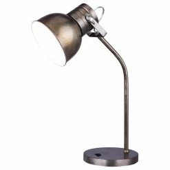 Best Sale 😍 Fangio Lighting Rust Brushed Steel Metal Table Lamp In A Task Lamp Style, 21.5" 🎉