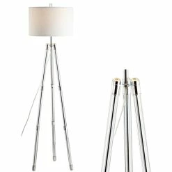 Buy 🎉 JONATHAN Y Arliss 60" Surveyor's Tripod Metal And Crystal LED Floor Lamp, Chrome 😀