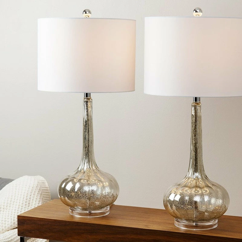 Buy 🔥 Abbyson Living Mercury Antiqued Glass Table Lamps, Set Of 2, Silver ✨ - Image 3