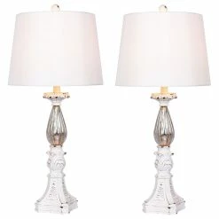 Top 10 ✨ Fangio Lighting Antique White Resin & Mercury, Glass Table Lamps, 30" 😀