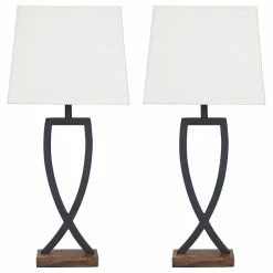 Wholesale ✔️ Ashley Furniture Industries Makara Black/Brown 29" Metal Table Lamp Set Of 2 ⌛
