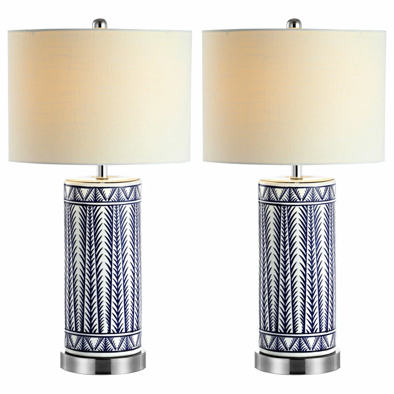 Deals ๐ JONATHAN Y Sulka 27" Ceramic USB Charging LED Table Lamps, Set Of 2, Navy ๐ - Image 2