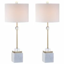 Cheap π JONATHAN Y Dawson 30" Marble And Crystal Table Lamp, Brass, Set Of 2 π