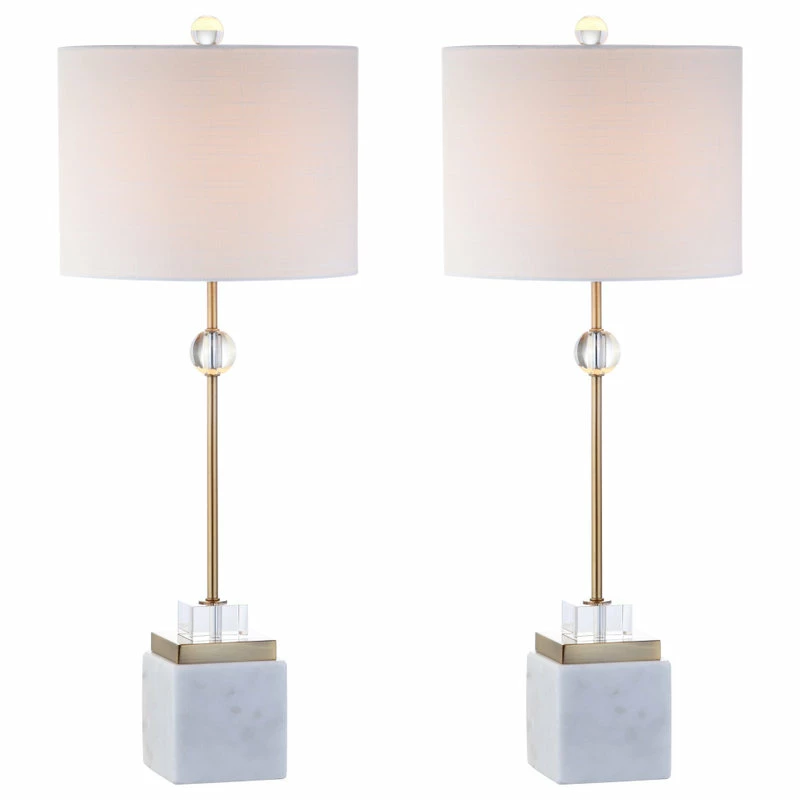 Cheap ๐ JONATHAN Y Dawson 30" Marble And Crystal Table Lamp, Brass, Set Of 2 ๐