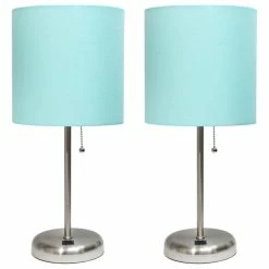 Best Pirce ๐ฏ All The Rages Inc. Decorative Stick Lamp With USB Charging Port, Aqua Fabric Shade - 2 Pack Set ๐