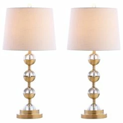 Hot Sale ๐ JONATHAN Y Avery 27.5" Crystal Table Lamp, Clear And Brass Gold, Set Of 2 โ๏ธ