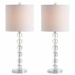 Wholesale ๐ JONATHAN Y Cary 28" Modern Stacked Crystal And Metal LED Table Lamp, Chrome And Clear ๐ฅฐ