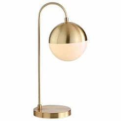 New ❤️ Aiwen Modern Industrial Brass Metal Glass Ball Shade Metal Gold Arched Table Lamp 🔔