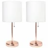 Best reviews of ✔️ All The Rages Inc. Stick Lamp With USB Charging Port, White Fabric Shade, Rose Gold Base - 2 Pack ✨