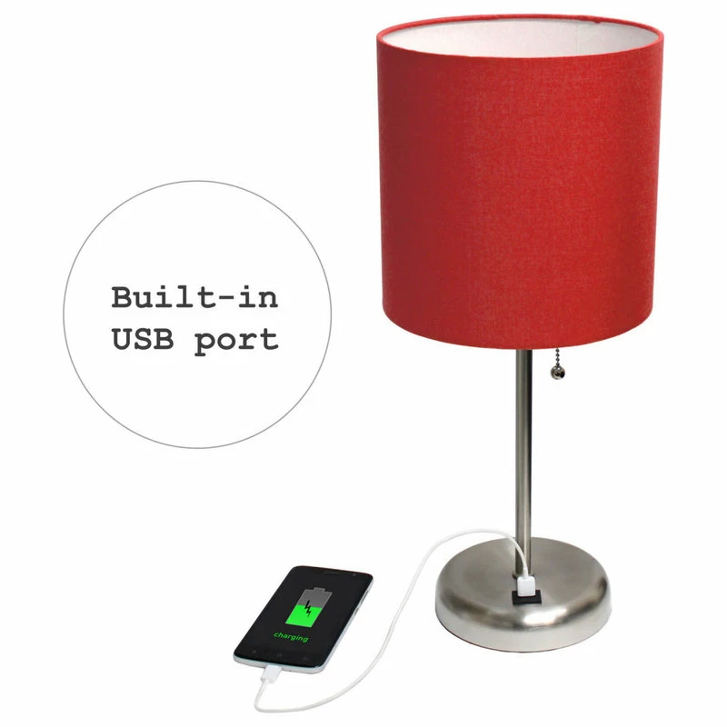 Best reviews of 😍 All The Rages Inc. Decorative Stick Lamp With USB Charging Port, Red Fabric Shade - 2 Pack Set 🤩 - Image 4