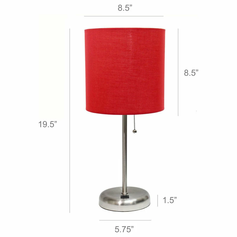 Best reviews of 😍 All The Rages Inc. Decorative Stick Lamp With USB Charging Port, Red Fabric Shade - 2 Pack Set 🤩 - Image 3