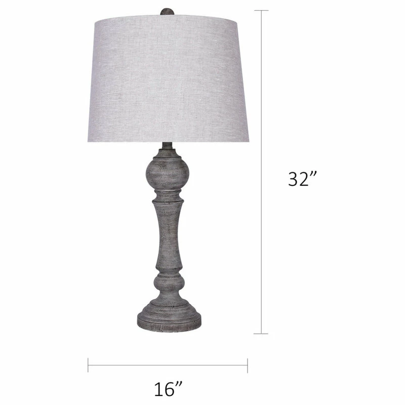 Cheap π LumiSource 32" Reclaimed Gray Table Lamps Linen Shades, Set Of 2 β - Image 6