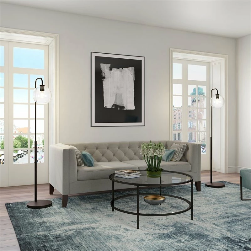 Budget ๐ Henn&Hart 12" Blackened Bronze Metal/Glass Floor Lamp โจ - Image 4