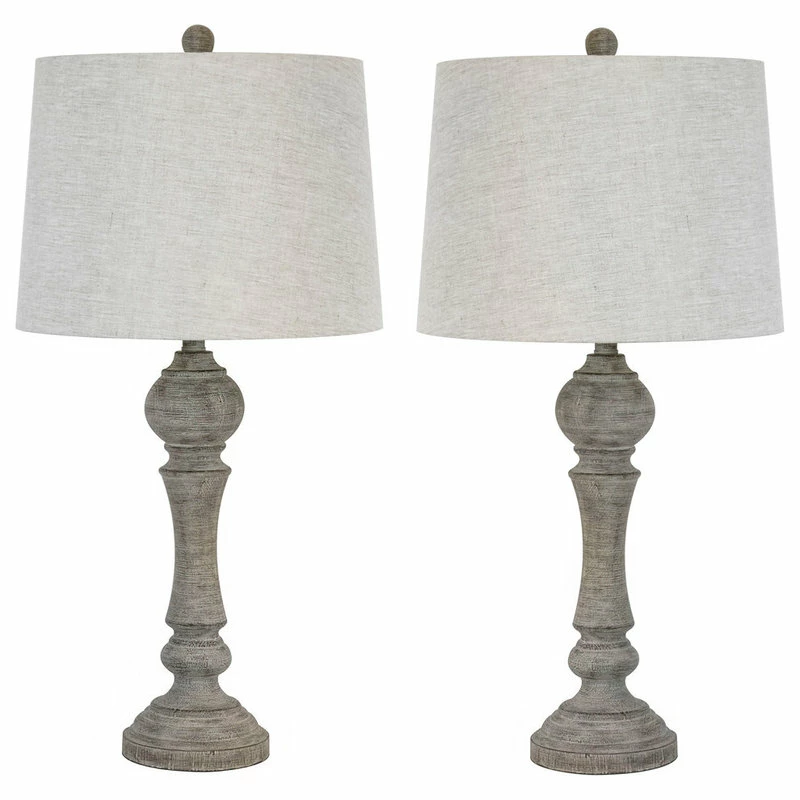 Cheap π LumiSource 32" Reclaimed Gray Table Lamps Linen Shades, Set Of 2 β