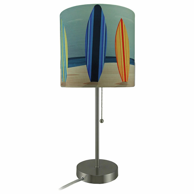 Flash Sale 💯 Zeckos Set Of 2 Stainless Steel Table Lamps W/ Decorative Surfboard Shades ⭐ - Image 2